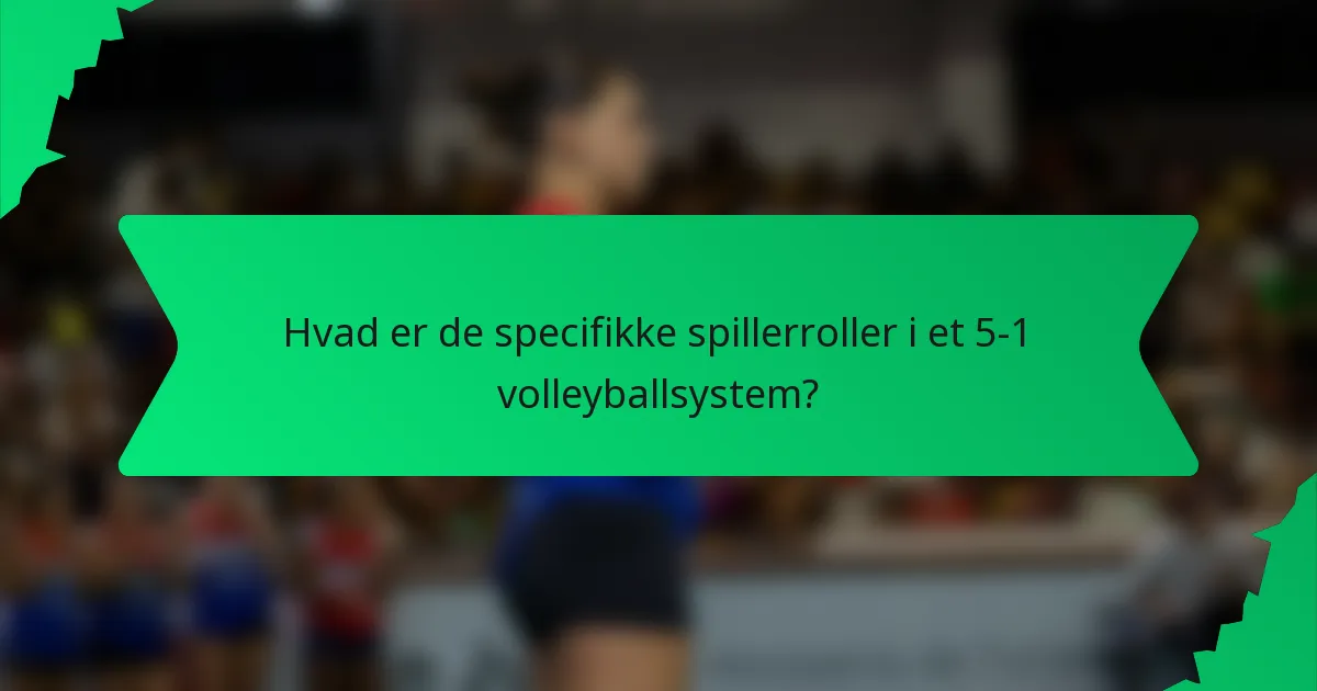 Hvad er de specifikke spillerroller i et 5-1 volleyballsystem?